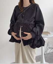 KOBE LETTUCE | [ mamaレタス ] 異素材ペプラムバルーンカーディガン(マタニティウェア/グッズ)