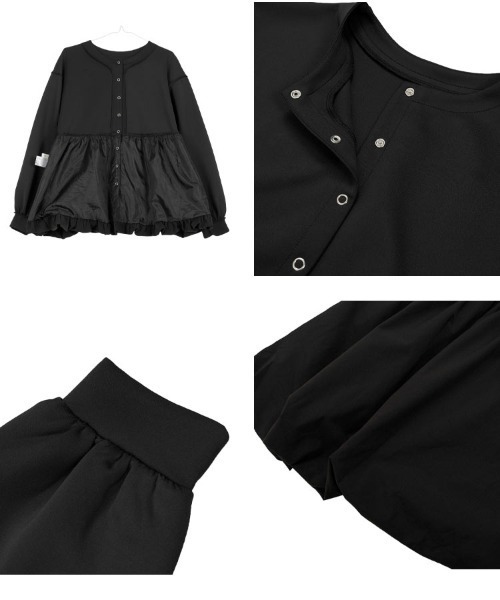 KOBE LETTUCE（コウベレタス）の「[ mamaレタス ] 異素材ペプラムバルーンカーディガン（マタニティウェア/グッズ・レディース・オフホワイト/ブラック・M）」の11枚目の写真