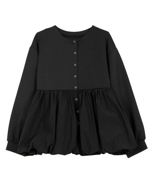 セール】[ mamaレタス ] 異素材ペプラムバルーンカーディガン