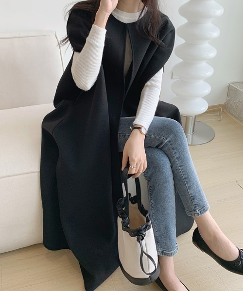 emi+（エミプラス）の「ニットメルトンドルマンポンチョコート（ポンチョ・レディース・アイボリー/ブラック/モカ・FREE）」の16枚目の写真