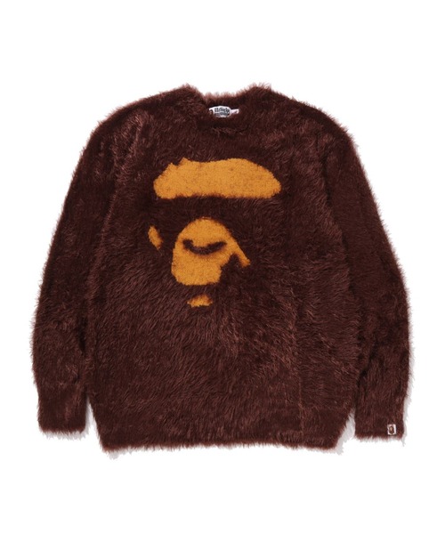 A BATHING APE ブラウンニットセーター A BATHING APE（アベイシングエイプ）の「SHARK JACQUARD KNIT SWEATER