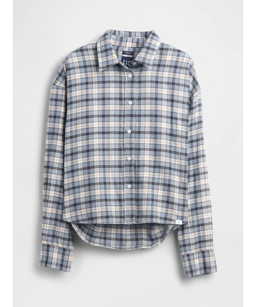 GAP（ギャップ）の「フランネル ストレートヘム クロップドシャツ（シャツ/ブラウス・レディース・グリーン/ブルー/ブラック×レッド・XS/S/M/L/XXS）」の8枚目の写真