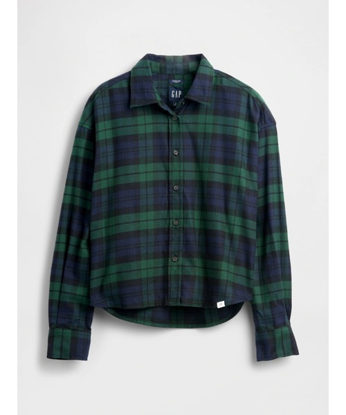 GAP（ギャップ）の「フランネル ストレートヘム クロップドシャツ（シャツ/ブラウス・レディース・グリーン/ブルー/ブラック×レッド・XS/S/M/L/XXS）」の9枚目の写真