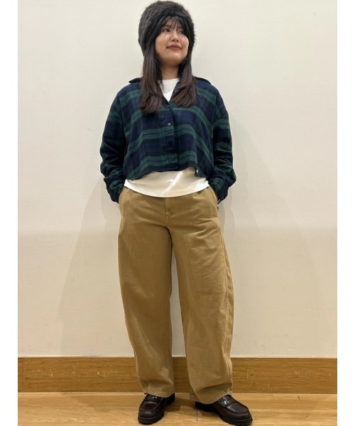 GAP（ギャップ）の「フランネル ストレートヘム クロップドシャツ（シャツ/ブラウス・レディース・グリーン/ブルー/ブラック×レッド・XS/S/M/L/XXS）」の12枚目の写真