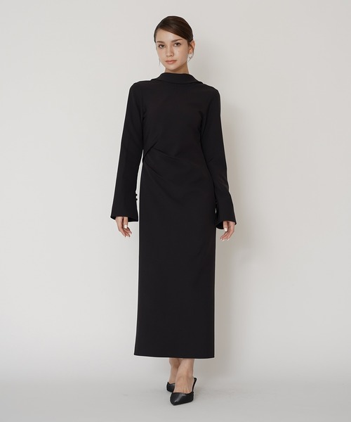 KINO THE KEI(キノザケイ)の「ロールカラー バックコンシャス ワンピース KINO THE KEI(ワンピース・レディース・キナリ/ブラック・S/M)」の17枚目の写真