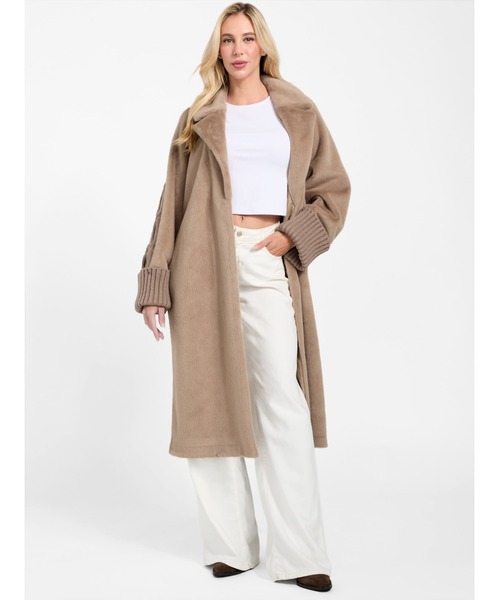 Guess（ゲス）の「LUCREZIA Faux Fur Knit Coat ロングコート  （ムートンコート・レディース・ベージュ・MEDIUM/SMALL/LARGE）」の7枚目の写真