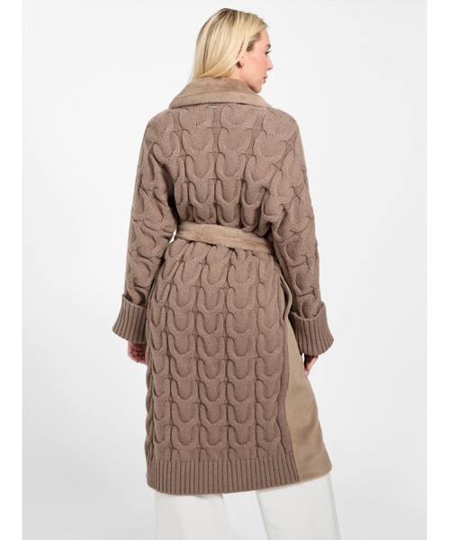 Guess（ゲス）の「LUCREZIA Faux Fur Knit Coat ロングコート  （ムートンコート・レディース・ベージュ・MEDIUM/SMALL/LARGE）」の4枚目の写真