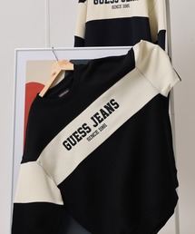 GUESS JEANS GJ CN OS HORIZONT STRIPE SWEAT ゲス クルーネックスウェットシャツ