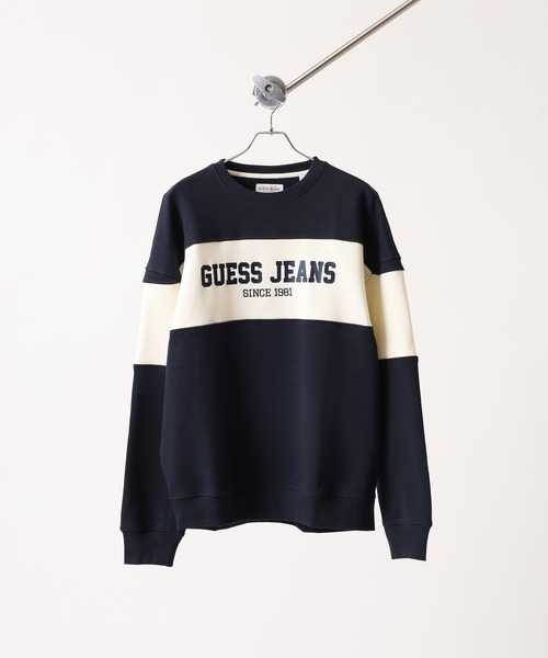 GUESS JEANS(ゲスジーンズ)の「GUESS JEANS GJ CN OS HORIZONT STRIPE SWEAT ゲス クルーネックスウェットシャツ(スウェット・メンズ・ネイビー/ブラック・XXL/XL/L/M)」の4枚目の写真