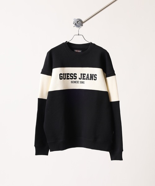 GUESS JEANS(ゲスジーンズ)の「GUESS JEANS GJ CN OS HORIZONT STRIPE SWEAT ゲス クルーネックスウェットシャツ(スウェット・メンズ・ネイビー/ブラック・XXL/XL/L/M)」の3枚目の写真
