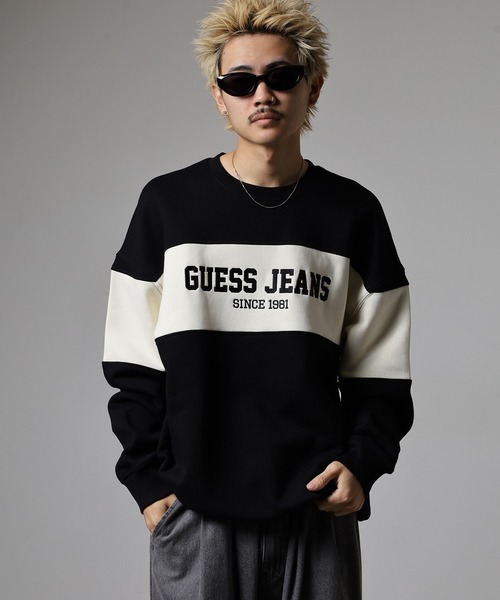 GUESS JEANS(ゲスジーンズ)の「GUESS JEANS GJ CN OS HORIZONT STRIPE SWEAT ゲス クルーネックスウェットシャツ(スウェット・メンズ・ネイビー/ブラック・XXL/XL/L/M)」の16枚目の写真