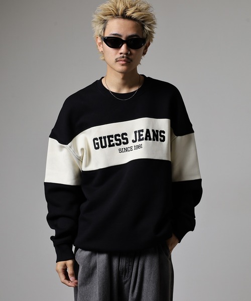 GUESS JEANS(ゲスジーンズ)の「GUESS JEANS GJ CN OS HORIZONT STRIPE SWEAT ゲス クルーネックスウェットシャツ(スウェット・メンズ・ネイビー/ブラック・XXL/XL/L/M)」の15枚目の写真