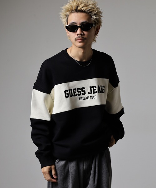 GUESS JEANS(ゲスジーンズ)の「GUESS JEANS GJ CN OS HORIZONT STRIPE SWEAT ゲス クルーネックスウェットシャツ(スウェット・メンズ・ネイビー/ブラック・XXL/XL/L/M)」の14枚目の写真