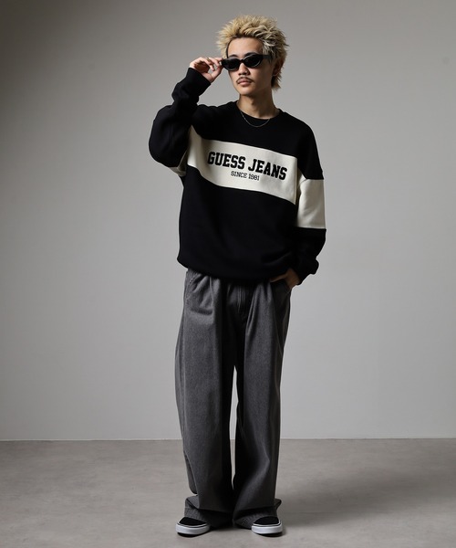 GUESS JEANS(ゲスジーンズ)の「GUESS JEANS GJ CN OS HORIZONT STRIPE SWEAT ゲス クルーネックスウェットシャツ(スウェット・メンズ・ネイビー/ブラック・XXL/XL/L/M)」の17枚目の写真