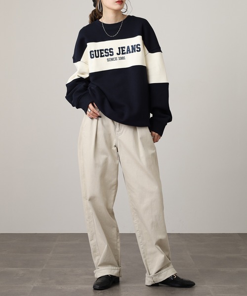 GUESS JEANS(ゲスジーンズ)の「GUESS JEANS GJ CN OS HORIZONT STRIPE SWEAT ゲス クルーネックスウェットシャツ(スウェット・メンズ・ネイビー/ブラック・XXL/XL/L/M)」の21枚目の写真