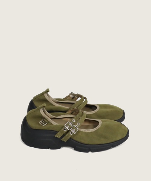 hiamu（ヒアム）の「[お気に入り登録数6,000突破！]【着用動画あり・3色展開】ダブルストラップヒアムロゴポイントメリージェーンスニーカー/hiamu 1st collection（バレエシューズ・レディース・オリーブ/ブラック/ブラウン・23.0cm/23.5cm/24.0cm/24.5cm/25.0cm）」の3枚目の写真
