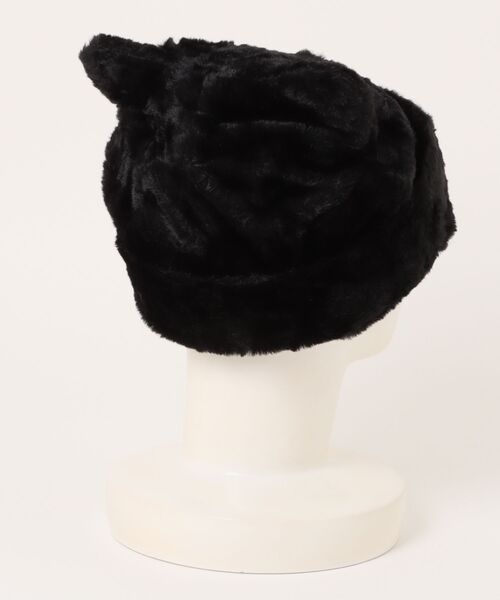 TONE SELECT GOODS(トーンセレクトグッズ)の「【urge select】《アニマルシリーズ》ネコ耳 ふわふわ ニット帽/ニットキャップ(ニットキャップ/ビーニー・レディース・ブラック/ベージュ/ホワイト・FREE)」の4枚目の写真