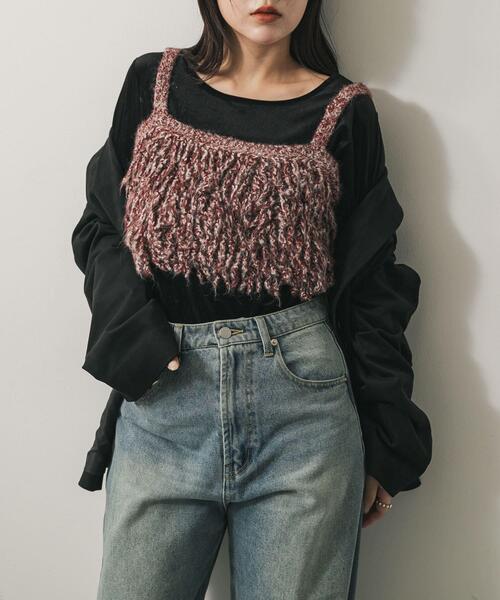 SENSE OF PLACE by URBAN RESEARCH（センスオブプレイスバイアーバンリサーチ）の「ニットブラビスチェ（キャミソール・レディース・ブラック/キャメル/レッド・ONE）」の3枚目の写真