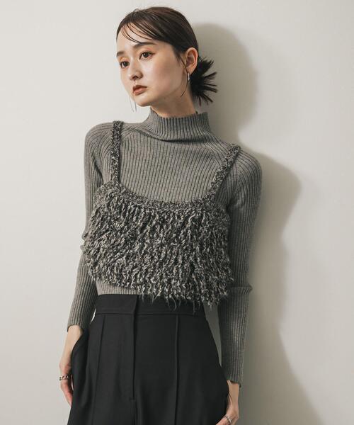 SENSE OF PLACE by URBAN RESEARCH（センスオブプレイスバイアーバンリサーチ）の「ニットブラビスチェ（キャミソール・レディース・ブラック/キャメル/レッド・ONE）」の9枚目の写真