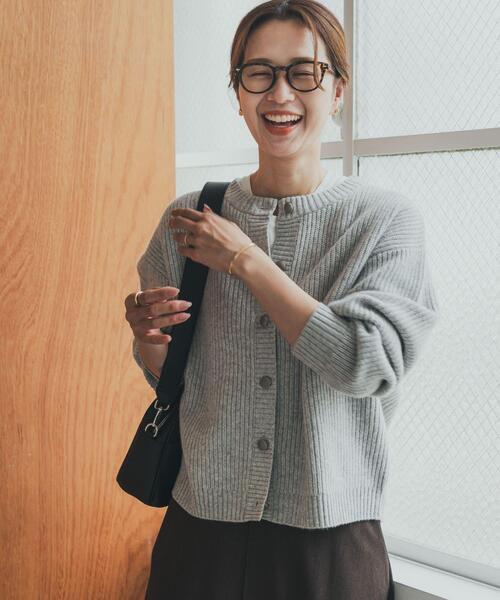 ハミルトンウール畦クルーネックカーディガン（カーディガン/ボレロ