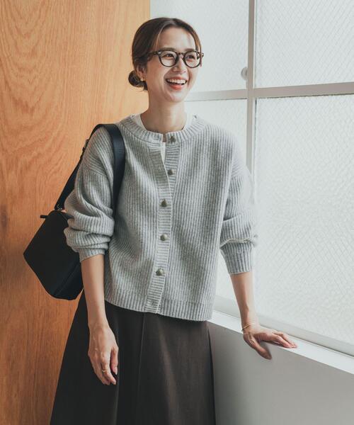 セール】ハミルトンウール畦クルーネックカーディガン（カーディガン