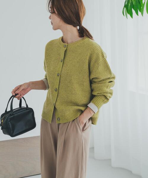 セール】ハミルトンウール畦クルーネックカーディガン（カーディガン