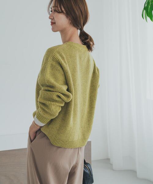 セール】ハミルトンウール畦クルーネックカーディガン（カーディガン