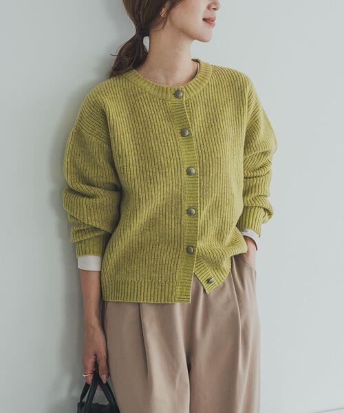 セール】ハミルトンウール畦クルーネックカーディガン（カーディガン