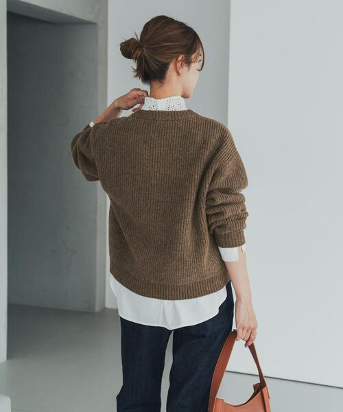 ハミルトンウール畦クルーネックカーディガン（カーディガン/ボレロ