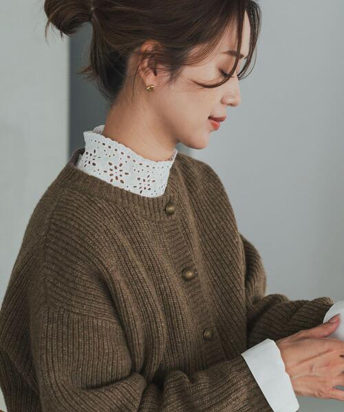 ハミルトンウール畦クルーネックカーディガン（カーディガン/ボレロ