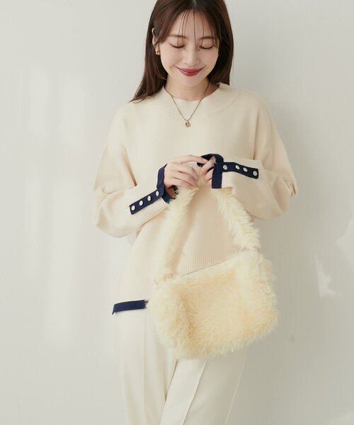 natural couture（ナチュラルクチュール）の「ファーミニバッグ（ハンドバッグ・レディース・ミント/イエロー/ピンク/ブラウン/オフホワイト/ブラック・FREE）」の5枚目の写真