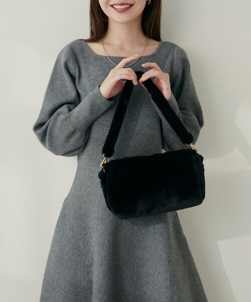 natural couture（ナチュラルクチュール）の「ファーミニバッグ（ハンドバッグ・レディース・ミント/イエロー/ピンク/ブラウン/オフホワイト/ブラック・FREE）」の3枚目の写真