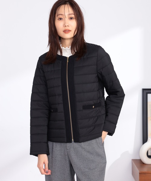 GALLORIA（ギャローリア）の「パイピング使い薄中綿ジャケット（その他アウター・レディース・ブラック/ベージュ・S/M/L/LL）」の3枚目の写真