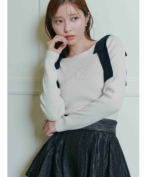 新品 セルフォード 襟付きシアーニットプルオーバー 襟付きシアーニットプルオーバー(ニットプルオーバー)｜TOPS