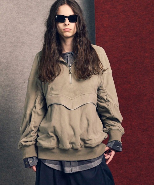 MAISON SPECIAL(メゾンスペシャル)の「《UNISEX》POLATEC Prime-Over Half-zip Fleece Blouson/ポーラテックプライムオーバーハーフジップフリースブルゾン【MAISON SPECIAL/メゾンスペシャル】(スウェット・メンズ・ブラック/グレイッシュベージュ/ブラウン/チャコールグレー・0/1/2)」の4枚目の写真