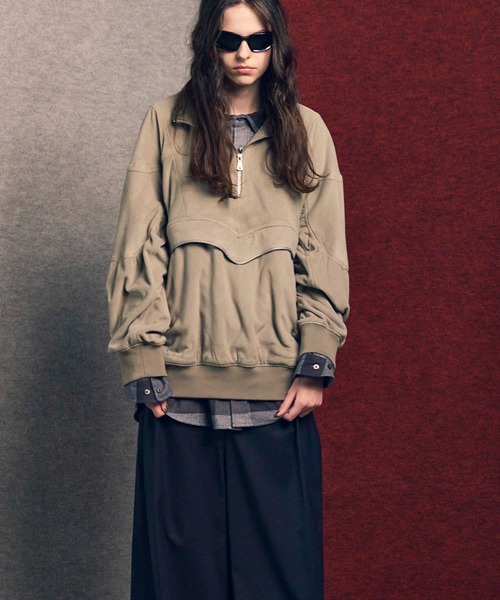 MAISON SPECIAL(メゾンスペシャル)の「《UNISEX》POLATEC Prime-Over Half-zip Fleece Blouson/ポーラテックプライムオーバーハーフジップフリースブルゾン【MAISON SPECIAL/メゾンスペシャル】(スウェット・メンズ・ブラック/グレイッシュベージュ/ブラウン/チャコールグレー・0/1/2)」の19枚目の写真