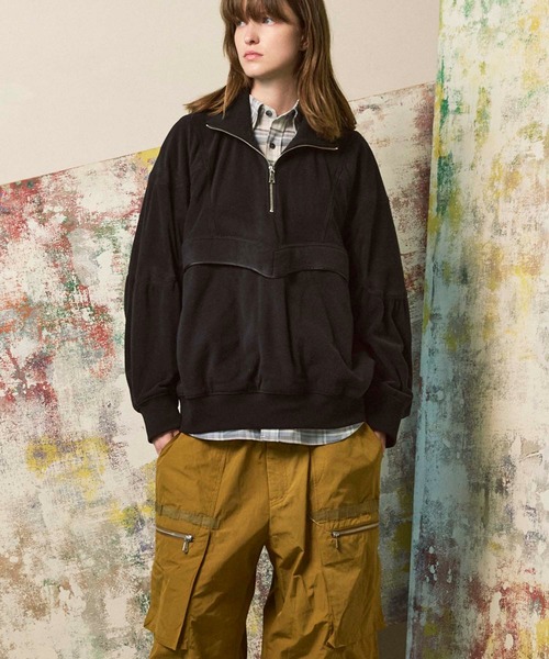 MAISON SPECIAL(メゾンスペシャル)の「《UNISEX》POLATEC Prime-Over Half-zip Fleece Blouson/ポーラテックプライムオーバーハーフジップフリースブルゾン【MAISON SPECIAL/メゾンスペシャル】(スウェット・メンズ・ブラック/グレイッシュベージュ/ブラウン/チャコールグレー・0/1/2)」の10枚目の写真