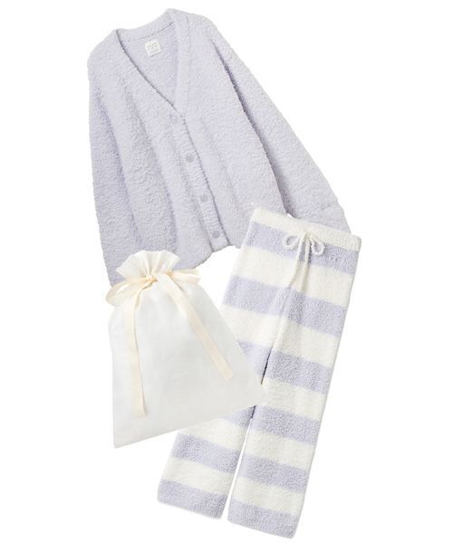 新品　ジェラートピケ　ルームウェア３点セット　カーディガン、パンツ、ソックス ラッピング済み】ジェラートカーディガン＆2ボーダーロングパンツ