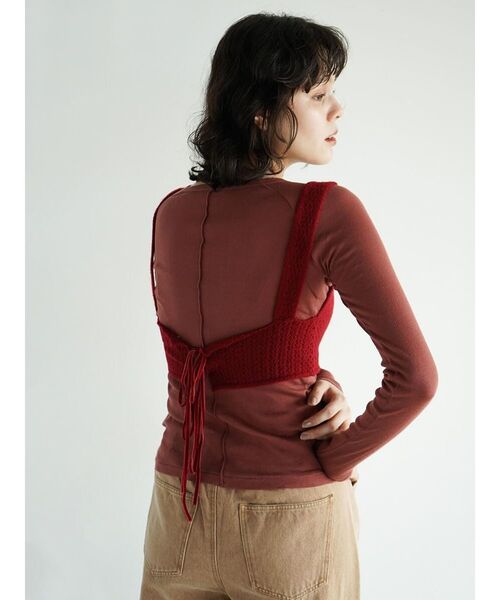 FIKA.(フィーカ)の「Knit bra top(その他トップス・レディース・ブラウン/オフホワイト/レッド・FREE)」の5枚目の写真