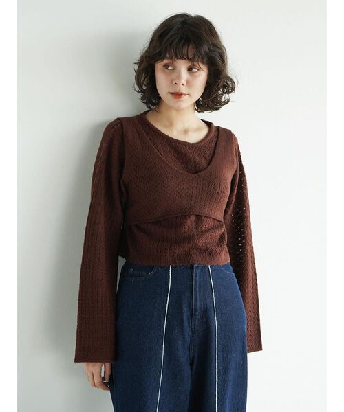 FIKA.(フィーカ)の「Knit bra top(その他トップス・レディース・ブラウン/オフホワイト/レッド・FREE)」の14枚目の写真