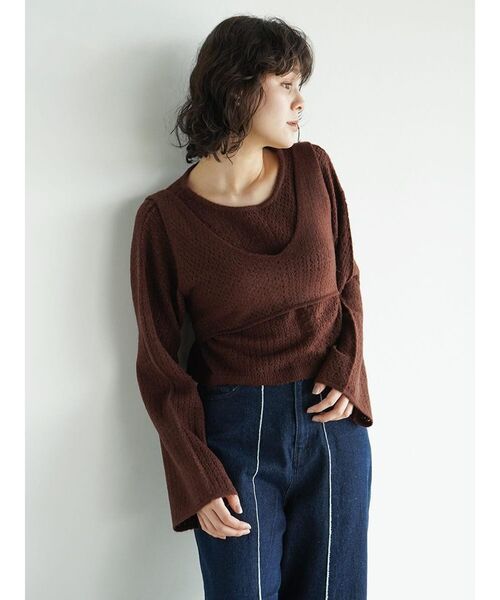 FIKA.(フィーカ)の「Knit bra top(その他トップス・レディース・ブラウン/オフホワイト/レッド・FREE)」の15枚目の写真