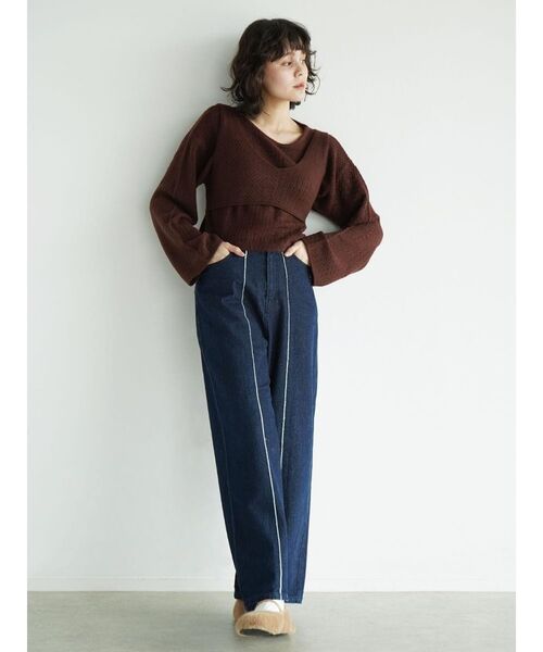 FIKA.(フィーカ)の「Knit bra top(その他トップス・レディース・ブラウン/オフホワイト/レッド・FREE)」の17枚目の写真