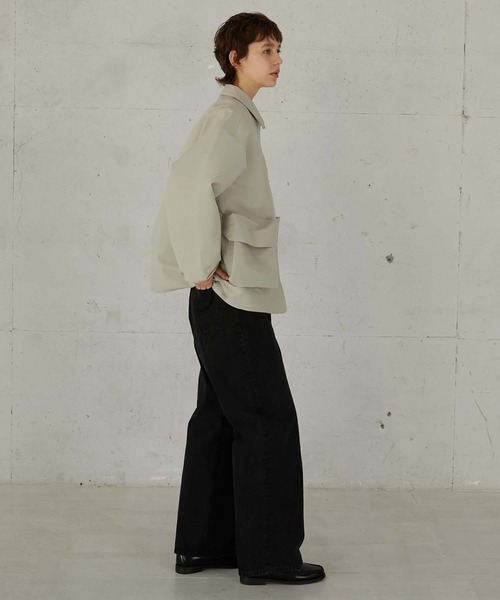 LA PEAU DE GEM（ラポドゥジェム）の「【LA PEAU DE GEM】3D pocket blouson/3Dポケットブルゾン（ブルゾン・レディース・ブラック/アイボリー・2/3）」の9枚目の写真