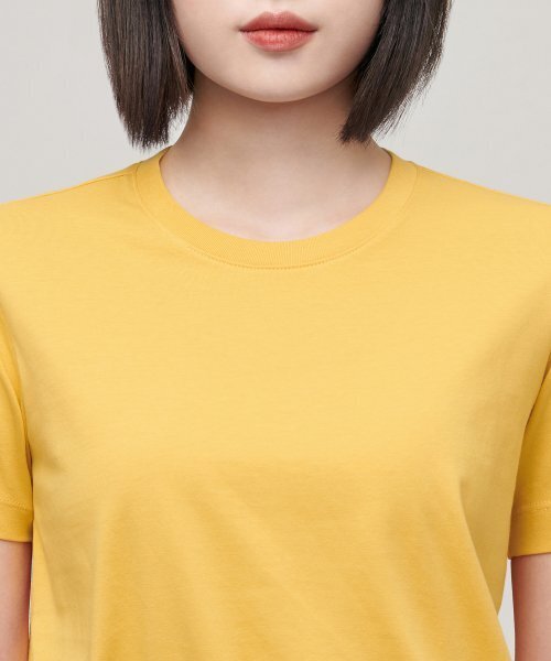 MUSINSA STANDARD WOMAN（ムシンサスタンダードウーマン）の「[クールタンダード] ウィメンズ クルーネック クロップTシャツ [メロウイエロー]（Tシャツ/カットソー・レディース・その他・SMALL/MEDIUM/LARGE/X-LARGE/X-SMALL）」の3枚目の写真