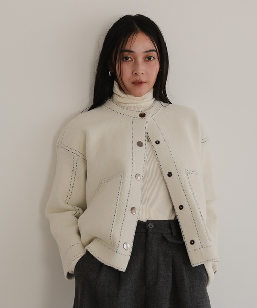 ノーカラーニットジャケット（ノーカラージャケット）｜TENTO（テント