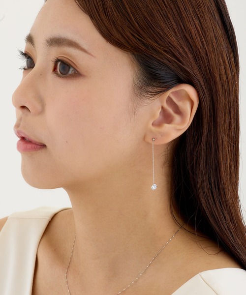CALIN STANDARD(カリンスタンダード)の「◆金属アレルギー対応◆◆made in japan◆ロングチェーン キュービックジルコニアピアス(ピアス(両耳用)・レディース・ピンクゴールド/シルバー/ゴールド・FREE)」の4枚目の写真