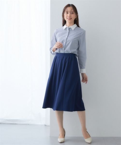 7days Life Styling(セブンデイズライフスタイリング)の「【UVカット】ストレッチミディ丈フレアスカート ジャージーシリーズ (洗濯機OK)(スカート・レディース・ブラック/ネイビー・M/L/LL/3L)」の8枚目の写真