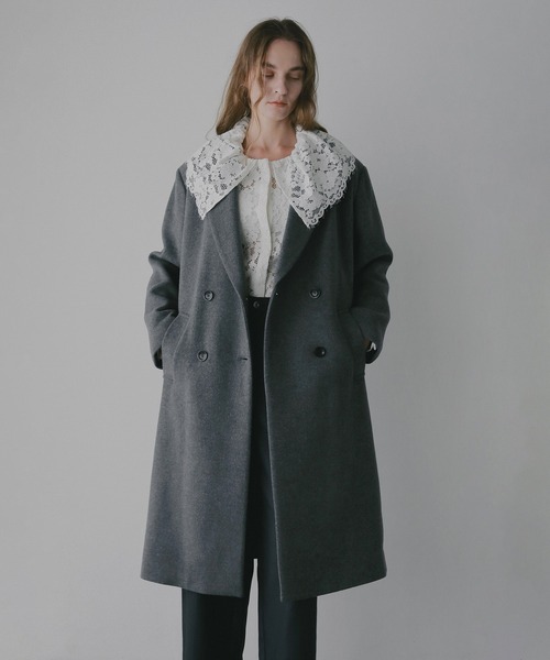 MANOF（マノフ）の「WOOL DOUBLE BREASTED COAT（その他アウター・レディース・アイボリー/チャコールグレー・S/M）」の4枚目の写真
