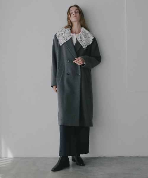 MANOF（マノフ）の「WOOL DOUBLE BREASTED COAT（その他アウター・レディース・アイボリー/チャコールグレー・S/M）」の7枚目の写真