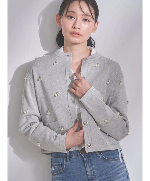 TONAL（トーナル）の「ビジューニットカーデ（カーディガン/ボレロ・レディース・ブラック/グレー/オフホワイト・MEDIUM）」の3枚目の写真
